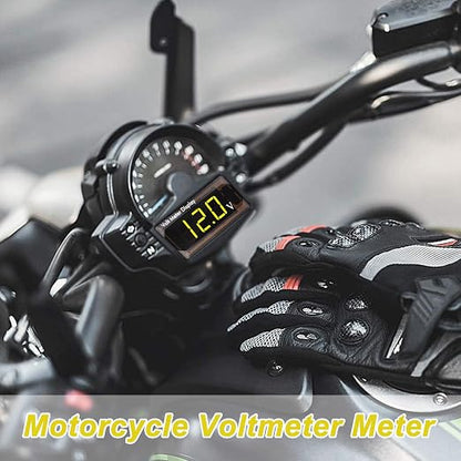 2 Pieces DC 4 to 28V Car Digital Voltmeter 12V Voltage Meter Car Audio Gauge LED Display 12V Waterproof Voltage Gauge Meter for Motorcycle (Yellow Light)