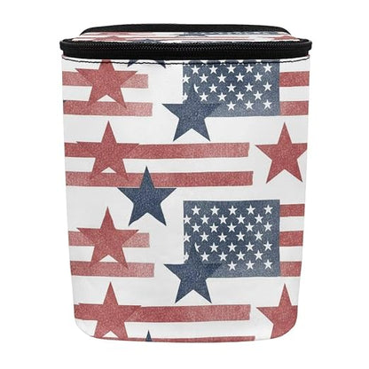 Talayituse Star American Flag Print Car Trash Bin, Large Size Auto Trash Can Adjustable Portable Garbage Can with Lid, Vehicle Hanging Bag for Headrest Front Back Seat 4th of July Decor