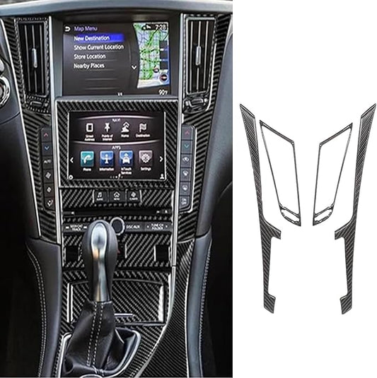 NLQR 11pcs Real Carbon Fiber Interior Trim Kit, Carbon Fiber Kits Interior Trim Cover Fit for Infiniti Q50 2014-2024 for Q60 2017-2022 Carbon Fiber Interior Set Trim Kit