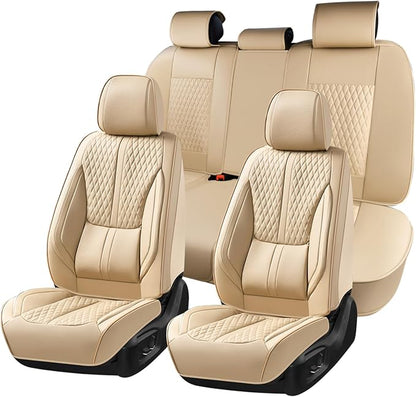 Huidasource Gray Seat Covers, Luxury Nappa Leather Car Seat Cover with Velcro Adjustable, Airbag, Lumbar Support, Cooling ＆ Heating, Seat Covers for Universal Fit for Most Cars SUV Trucks, Gray
