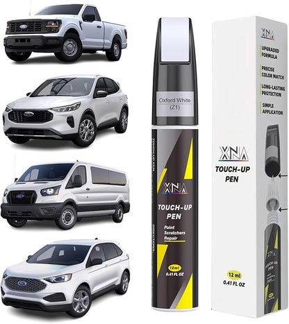 XNA Oxford White(Z1) for Ford Touch Up Paint, Car Scratch Remover for Nicks and Chips Repair, 2-In-1 Quick & Easy Fix Car Scratch Repair Kit with Exact Color-Matched