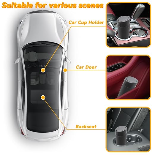 Car Trash Can Bin with Lid, Leakproof Garbage Can for Vehicle, Mini Trash Bin with 90 Attached Trash Bags, Easy to Clean Cup Holder Trash Can for Car, Home, Office