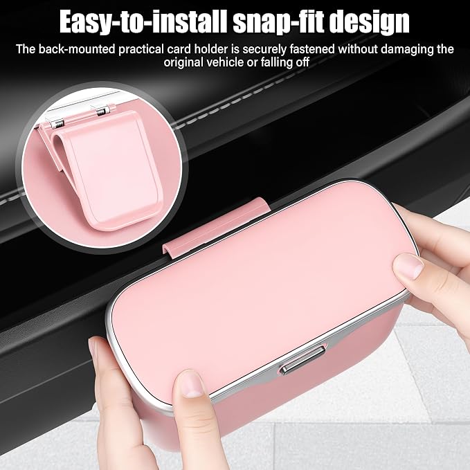UYYE Car Trash Can, Car Garbage Bin with Lid & Handle - Leak-Proof Mini Trash Can for Car, Truck, SUV - Essential Car Accessories for Organization (Pink)