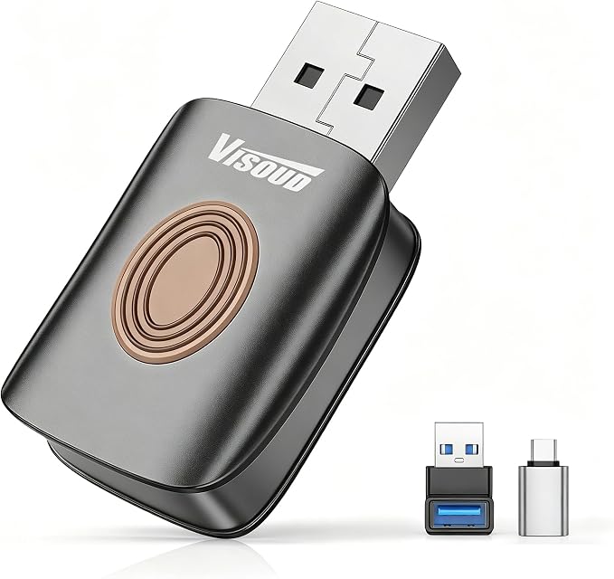 Wireless CarPlay & Android Auto Adapter for iPhone Android, 5 Seconds Auto Connect, One-Tap Disconnect, BT5.3 Dual Band WiFi Mini Dongle for 2016+ Cars