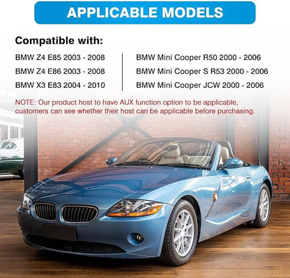 Audio Aux Adapter with Microphone, Audio AUX Adapter Compatible with BMW Z4 E85 2003-2008, Compatible with BMW Z4 E86 2003-2008, Compatible with Mini Cooper R50 2003-2006