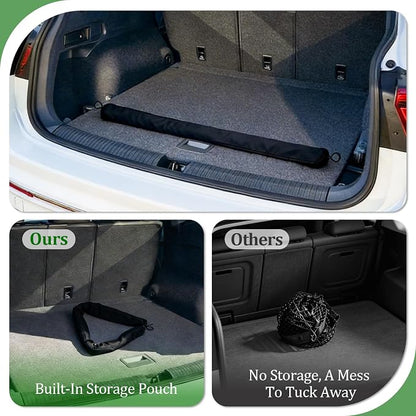 3-Layer Cargo Net for GMC Acadia, Buick Enclave, Chevrolet Traverse 2024-2026, Zipper Bag Trunk Net for SUV, Heavy Duty Oxford Cargo Organizer Storage Nets with Carabiners