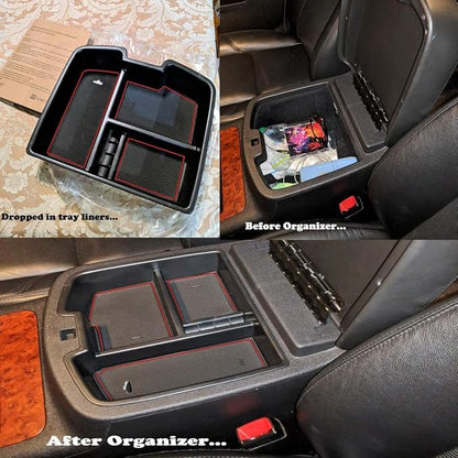 EDBETOS Center Console Organizer Tray Compatible with GMC Sierra 1500 Chevy Silverado Suburban 2500 Avalanche 07-13 Accessory 07-14 Sierra 2500 3500 Yukon Silverado 2500 3500 Suburban 1500 Tahoe, Red