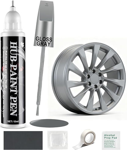 Amiss Gloss Gray Rim Repair Kit, Wheel Paint and Rim Paint Touch Up Pen for Curb Rash, Universal Alloy Wheel Scratch Repair for Scratches and Scuffs, Car Accessories (Gloss Gray)