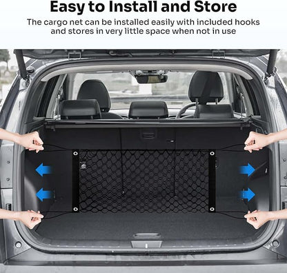 Canvcle Trunk Cargo Net for 2022-2025 2026 Hyundai Tucson Accessories Envelope Style Mesh Trunk Net Organizer and Storage Stretchable Adjustable Elastic Nylon Rear Cargo Netting with Hooks