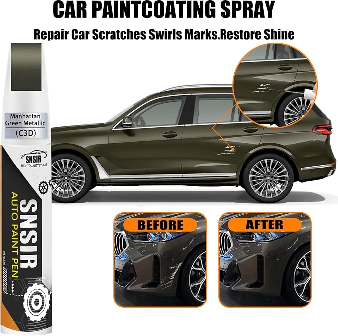 Car Touch up Paint(C3D Manhattan Green Metallic) Compatible with BMW | Automotive Paint Pen for BMW X5/X6/X7, Car Paint Pen Scratch Repair Two-In-One Touch Up Paint, Premium Car Scratch Remover