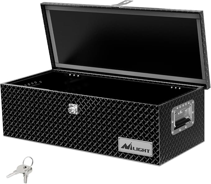 Nilight 30 Inch Truck Tool Box Heavy Duty Aluminum Diamond Plate Truck Bed Toolboxes 30''X13''X9.6'' Waterproof Pick-Up Storage Tool Boxes for Bed of Truck RV Trailer with Side Handle Lock Keys, Black