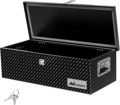 Nilight 30 Inch Truck Tool Box Heavy Duty Aluminum Diamond Plate Truck Bed Toolboxes 30''X13''X9.6'' Waterproof Pick-Up Storage Tool Boxes for Bed of Truck RV Trailer with Side Handle Lock Keys, Black