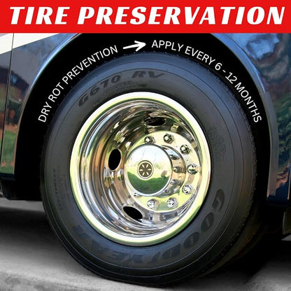 RENEW PROTECT - GLOZ, Tire & Trim Treatment, Ceramic-Hybrid Protectant, Lasts Months - Years, Mid or High Shine, Floor Mats-RV-Golf Cart, 100% Motorcycle-Safe, Wash-Proof, 5min Dry-Seal 16oz