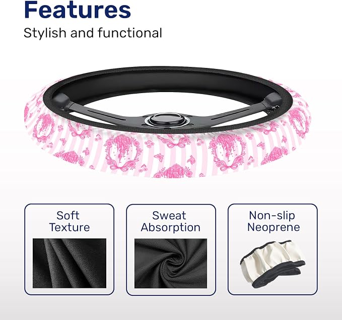 GENANY Magical Fantasy Steering Wheel Cover, Non Slip Polyester Car Wheel Protector for Car SUV Truck, Universal 15 Inch