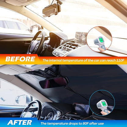 Windshield Sun Shade - Car Windshield Sun Shade for UV Protection Heat Reduction 2026 Sun Visor for Car Interior (57"x31"), Blue - Snowy Mountain