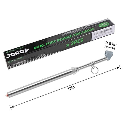 Heavy Duty Dual Foot Head Commercial Tire Pressure Gauge for Professional Tractor Trailer Drivers 10-160LBS Long Reach RV Tire Gauge, Dually and Car 2 Pack