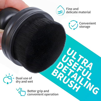 IPELY Tire Shine Brush, Tire Dressing Brush with Storage Base, High Density Bristles Tire Shine Applicator Brush for Auto Detailing