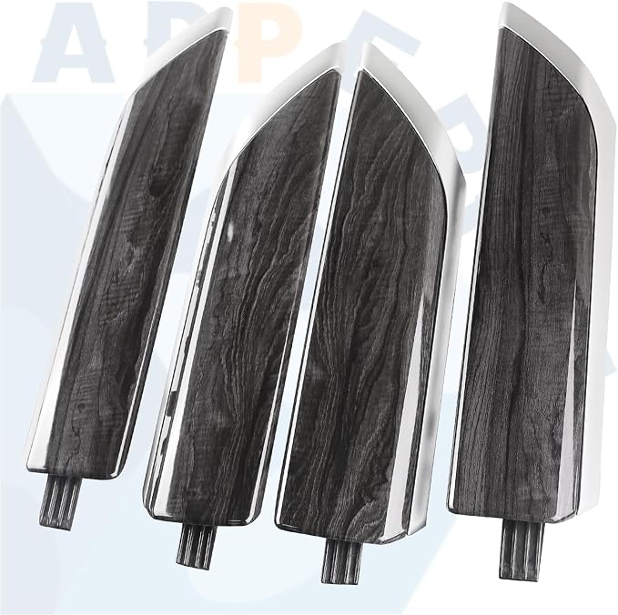 Interior Door Panel Trim Molding Kit Gray Wood Grain Compatible with 2019-2025 Chevy Silverado & GMC Sierra Crew Cab Truck Door Parts Accessories