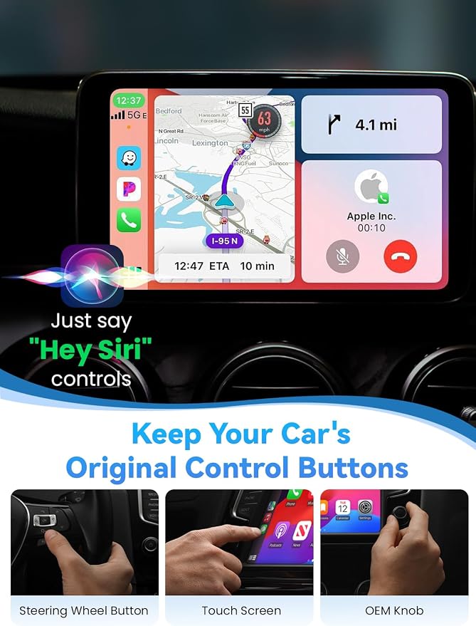 GATGOODS S2 Wireless CarPlay Adapter for iPhone, Convert Wired to Wireless, Mini USB/Type-C Design for Cars with Built-in Wired CarPlay, Plug and Play, Stable Connection, No Latency for iOS 10+