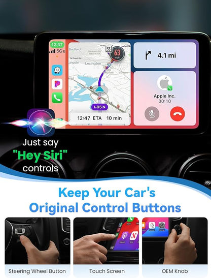 GATGOODS S2 Wireless CarPlay Adapter for iPhone, Convert Wired to Wireless, Mini USB/Type-C Design for Cars with Built-in Wired CarPlay, Plug and Play, Stable Connection, No Latency for iOS 10+