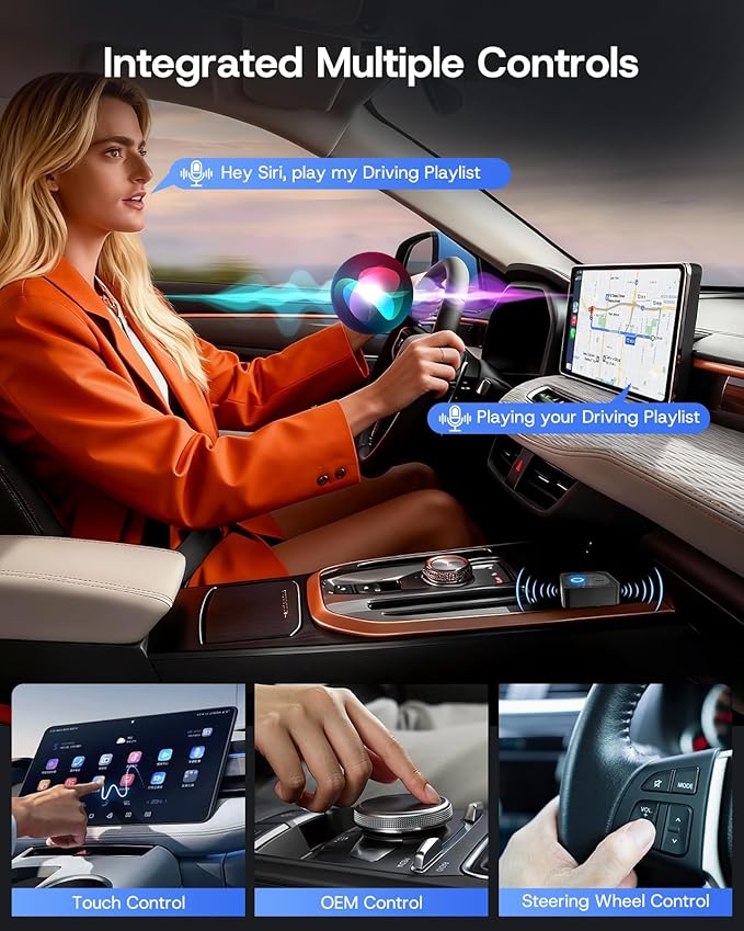 2026 Upgrade Wireless CarPlay Adapter/Android Auto Wireless Adapter, Plug & Play Fast Connection, One-Tap Disconnect, Wi-Fi 6 & Bluetooth 5.4, Support USB A/Type C, Mini Design- Carbon Black