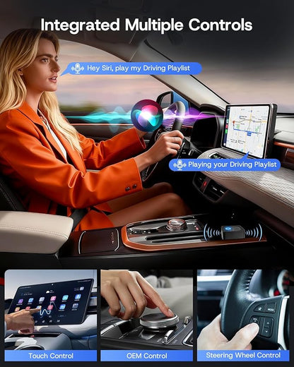 2026 Upgrade Wireless CarPlay Adapter/Android Auto Wireless Adapter, Plug & Play Fast Connection, One-Tap Disconnect, Wi-Fi 6 & Bluetooth 5.4, Support USB A/Type C, Mini Design- Carbon Black