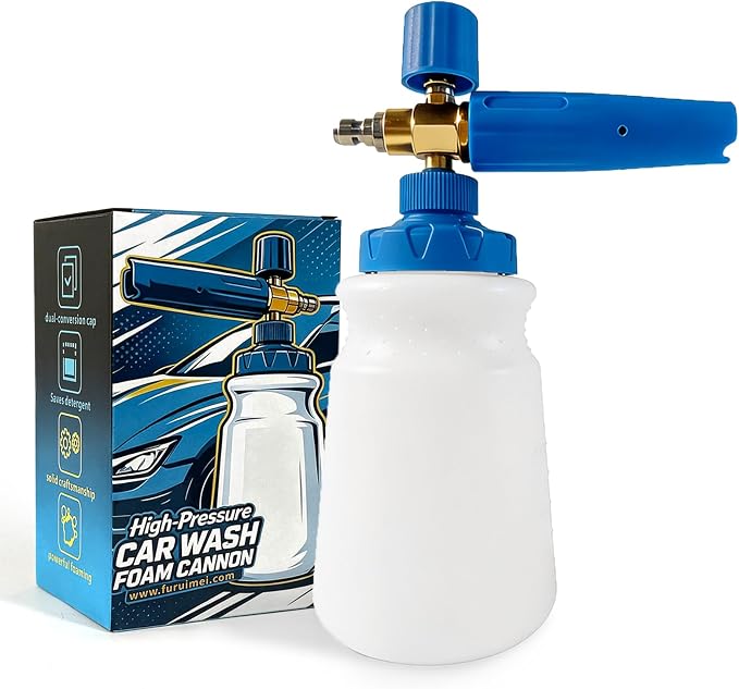 ESP Car Wash Foam Cannon, 1/4" Quick Connect Foam Gun with Adjustable Spray, Alloy Body, Wide Mouth Bottle & Versatile Converter for Car Cleaning & Outdoor Use