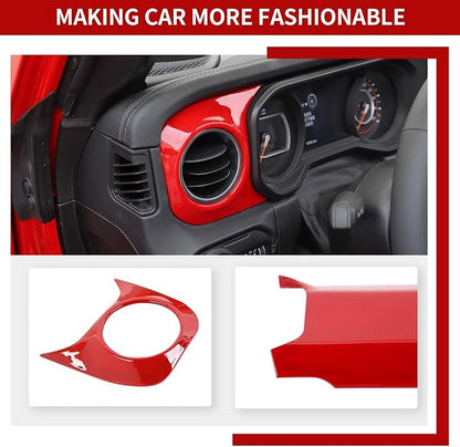 Center Console Dashboard Decorative Panel Trim Cover Kit Compatible with 2024-2026+ Jeep Wrangler JL JLU & Jeep Gladiator JT(Red)