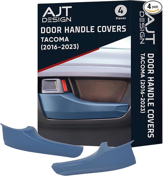 AJT DESIGN Car Door Handle Cover Compatible with Toyota Tacoma (2016-2023) | ABS Plastic Interior Trim, Chrome Delete Tacoma Door Handle Cover | Made in USA, Pack of 4 (Front & Back) - Cavalary Blue