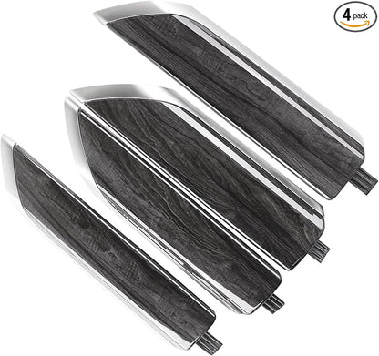Interior Door Panel Trim Molding Kit Gray Wood Grain Compatible with 2019-2025 Chevy Silverado & GMC Sierra Crew Cab Truck Door Parts Accessories