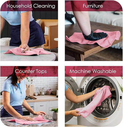 Avalon Towels Microfiber Cleaning Cloths (Value Pack of 36) - Size 16 x 16 Inches, Highly Absorbent Cleaning Rags, Lint Free, Reusable and Washable, Microfiber Towels for Cars