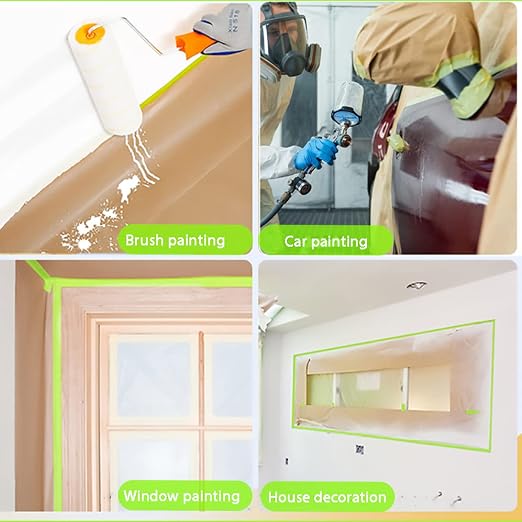 Paint Masking Paper, 6 Pack Tape and Drape Painters Paper, Assorted Size Masking Paper for Painting Car and Auto Body,Floor Protection, Wall Covering(Each Roll 50 Feet)
