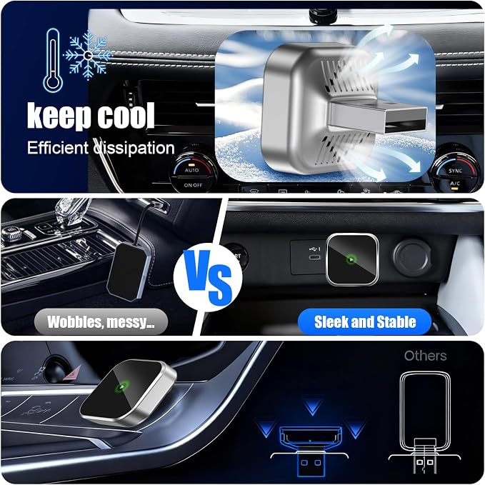 2-in-1 Mini Wireless CarPlay Adapter for Apple iPhone & Android Auto Adapter,2025 Upgrade Wired to Wireless,Plug & Play, Fast Stable Connection Car Play for iOS 10+/Android 11+,USB-A/Type-C Cable