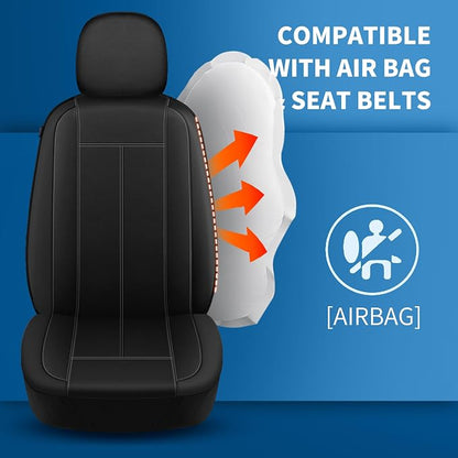 HChengkikz Car Seat Covers Front Seat, Waterproof Neoprene Car Seat Covers, Car Seat Covers Airbag Compatible, Universal Automotive Comfort for Most Cars, Trucks, SUVs (Black)