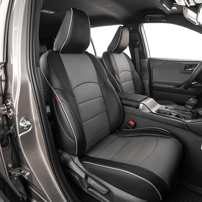 EKR Rav4 Seat Covers Custom Fit for Toyota Rav4 (Hybrid) Woodland/Limited 2026,Waterproof Leather Car Seat Cover Full Set for SUV,Faux Leather(Black/Gray)