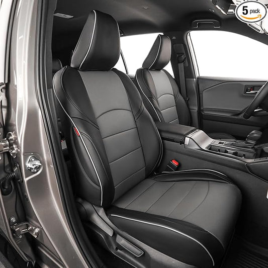 EKR Rav4 Seat Covers Custom Fit for Toyota Rav4 (Hybrid) LE/XLE Premium 2026,Waterproof Leather Car Seat Cover Full Set for SUV,Faux Leather(Black/Gray)