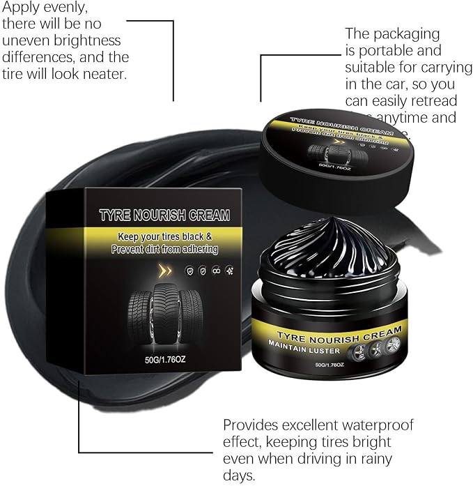 Car Tire Shine - 50g Wheel Refurbishing Cream | 3 Years Shelf Life Nourishing Repair Solution Wheel Refurbish Paste for SUV Automotive Truck Motorcycle Sedan Commuting Offroad Garage