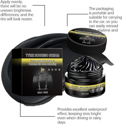 Car Tire Shine - 50g Wheel Refurbishing Cream | 3 Years Shelf Life Nourishing Repair Solution Wheel Refurbish Paste for SUV Automotive Truck Motorcycle Sedan Commuting Offroad Garage