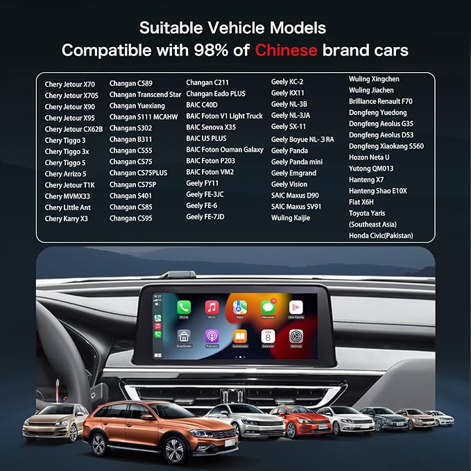 CarbitLink Adapter for Chery/Chirey Geely Jac Changan Jetour MG Gac Baic, Wireless CarPlay/Android Auto Converter for OEM Smart-Link Phone-Link EasyConnection v6.0 and Above 2022-2026 Cars