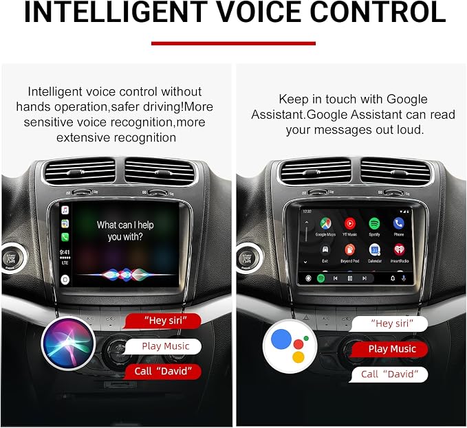 Wireless CarPlay Android Auto Adapter Decoder Retrofit Kit Fits 2012-2016 Dodge Fiat Chrysler Maserati with 8.4'' Screen, Support Voice Control/ AirPlay/ Mirror Link/ Camera/ USB Drive/ Navigation etc