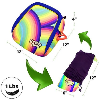 BubbleBum Backless Booster Car Seat – Inflatable, Portable Travel Booster for Kids 40–100 lbs, Ages 4–11, Fits 3 Across, Rideshare & Carpool, FMVSS 213 Certified – Rainbow