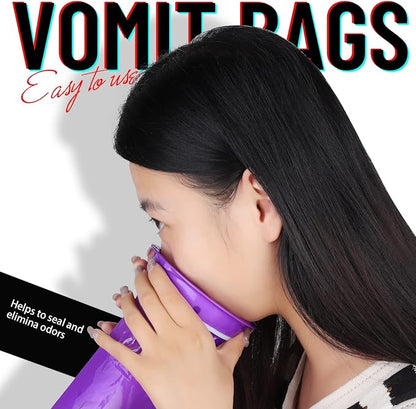YGDZ Barf Bags, 15 Pack Vomit Bags Disposable Throw Up Emesis Bags Puke Nausea Bags for Travel Motion Sickness, Car & Aircraft, Purple