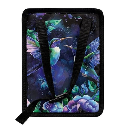 Talayituse Hummingbird Floral Print Car Trash Bin, Large Size Auto Trash Can Adjustable Portable Garbage Can with Lid, Vehicle Hanging Bag for Headrest Front Back Seat