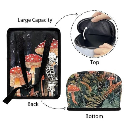 Talayituse Skull Mushroom Print Car Trash Bin, Large Size Auto Trash Can Adjustable Portable Garbage Can with Lid, Vehicle Hanging Bag for Headrest Front Back Seat