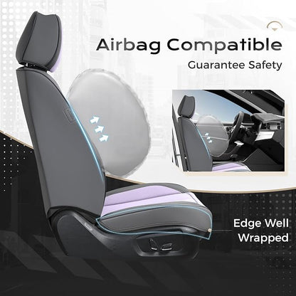 Coverado Seat Covers, Car Seat Covers Full Set, Leather Seat Covers for Cars, Car Seat Protector, Gray Car Seat Covers Front Seats and Back Seats Universal Fit for Most Cars Purple