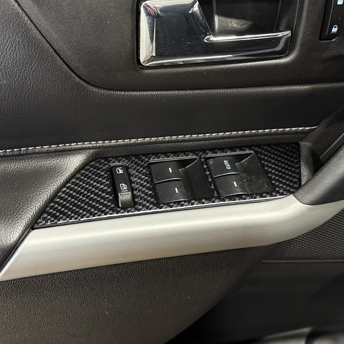 Premium Carbon Fiber Compatible with Ford Edge 2011-2014 2012 2013 SEL/Limited/SE/Sport Accessories Car Front Door Window Lift Switch Panel Cover Interior Trim Sticker Decal Black 2PCS