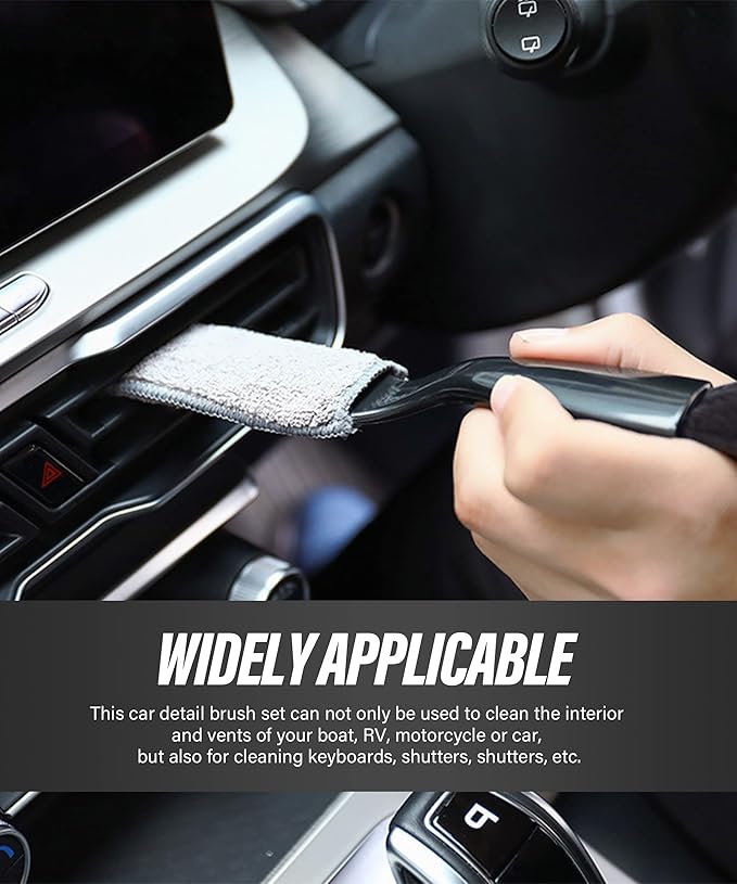 Universal 2 in 1 Duster for Car Clean,Car Bursh Tool,Double Head Brush,Auto Interior Detailing Brush,Soft Car Interior Detailing Brush Dust Brush (Black)