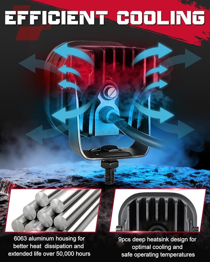 LED Pods, OFFROADTOWN 3inch 80W CREE LED Pods Off Road Driving Lights Cubes Ditch Lights Headlight for Truck Pickup Dirt Bike UTV ATV SUV Boat 4x4 Car - Combo Beam