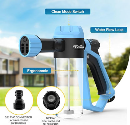 Car Wash Foam Gun for Garden Hose, Foam Cannon Kit with Microfiber Wash Mitt, Extra Nozzle, 3 Spray Modes & 50% Higher Water Pressure, Hose Foam Blaster for Cars, Trucks, RVs, Motorcycles