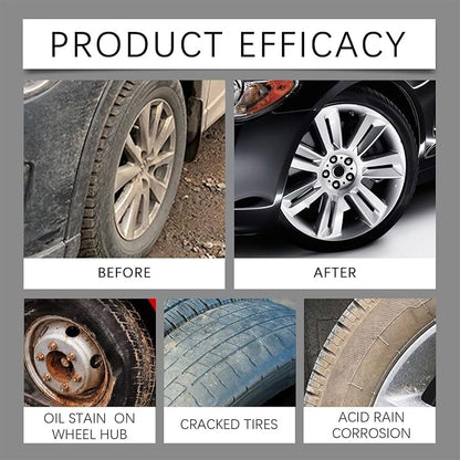 Tyre Care Gel - Tire Dressing Paste, Glossy Black Coating, Automotive Waxing Accessory, Durable Shine Restorer | Ideal For Car Motorcycle Truck Rim Cleaning Renovation Maintenance Protection Detailing